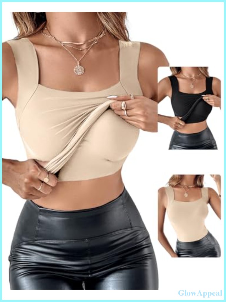 Womens Shapewear Tank Top With Built-In Bra High Stretch Sleeveless Slim Fit